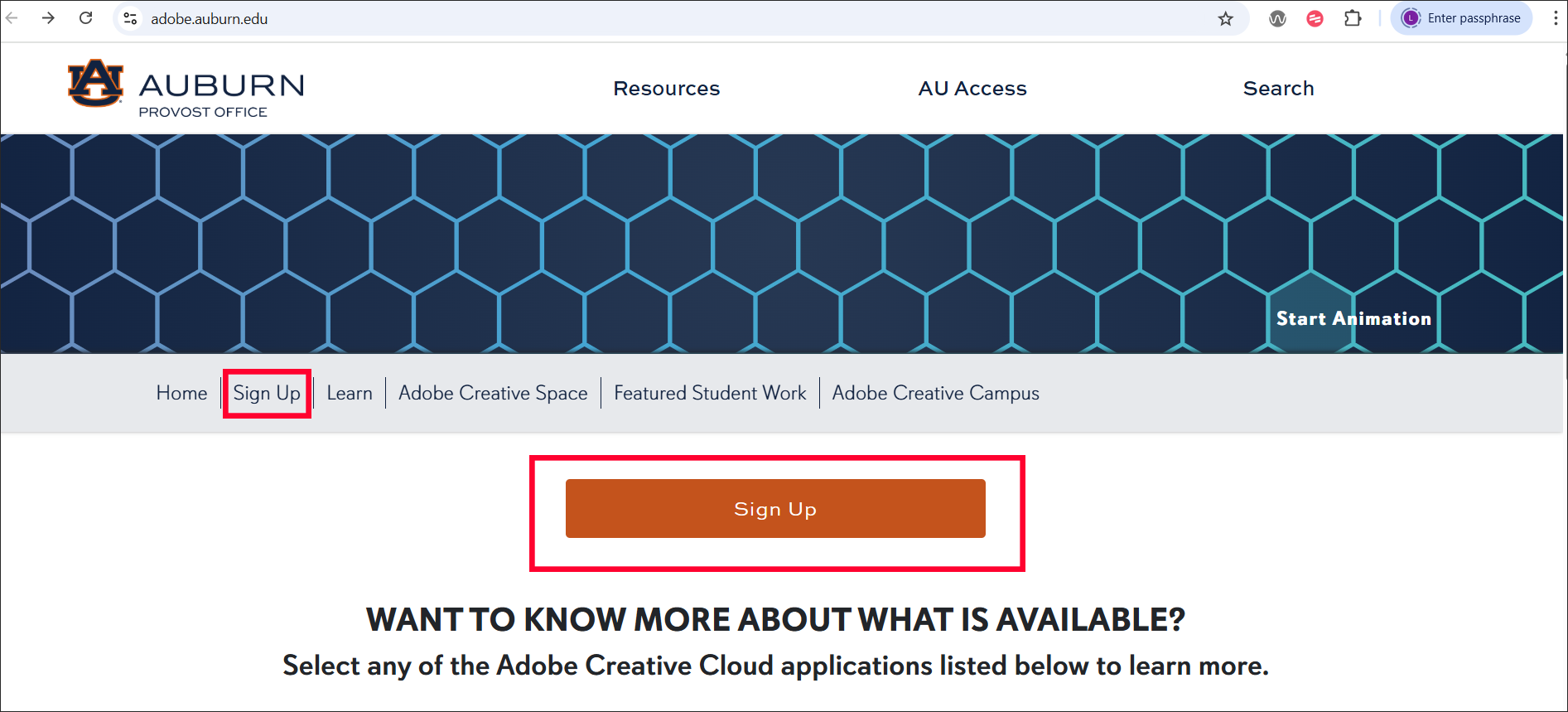 adobe.auburn.edu homepage